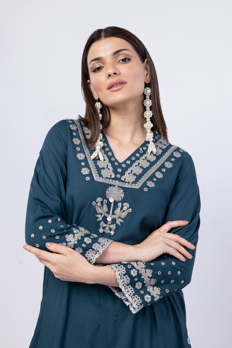 Embroidered | Crosshatch Raw Silk | Kurta | USD 25.00