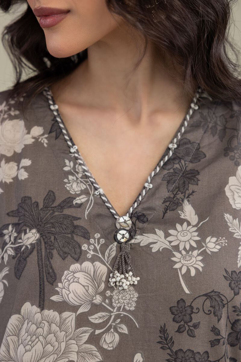 Embroidered | Lawn | Gray Lawn Kurta | USD 35.00