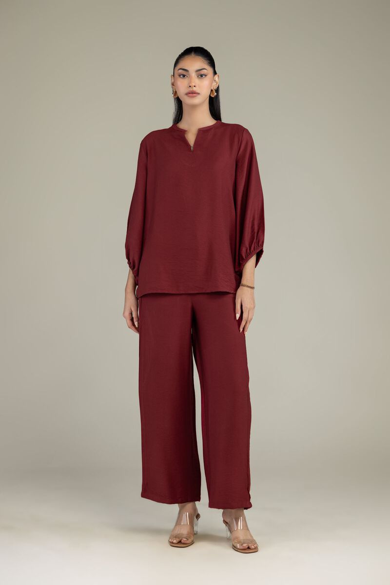 Dyed | Crepe | Solid Maroon Shirt | USD 40.00