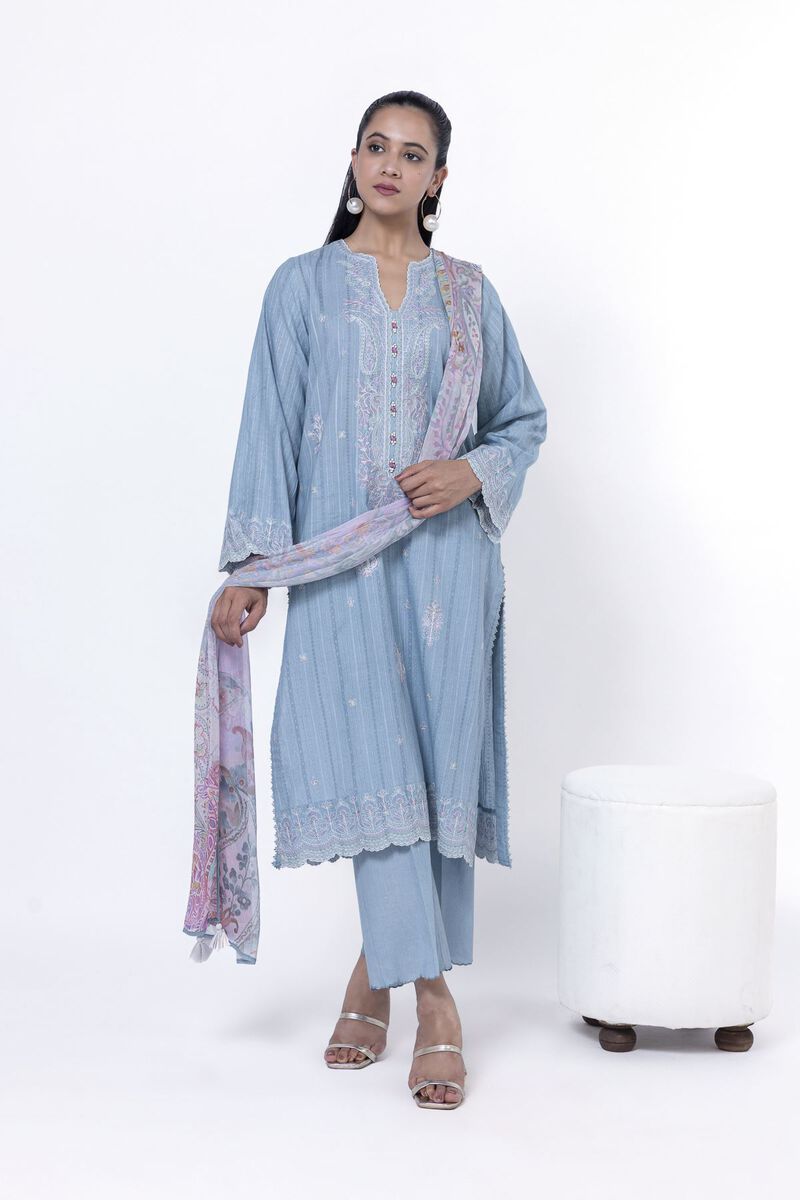 Embroidered | Textured Cotton | Tailored 3 Piece | USD 37.50