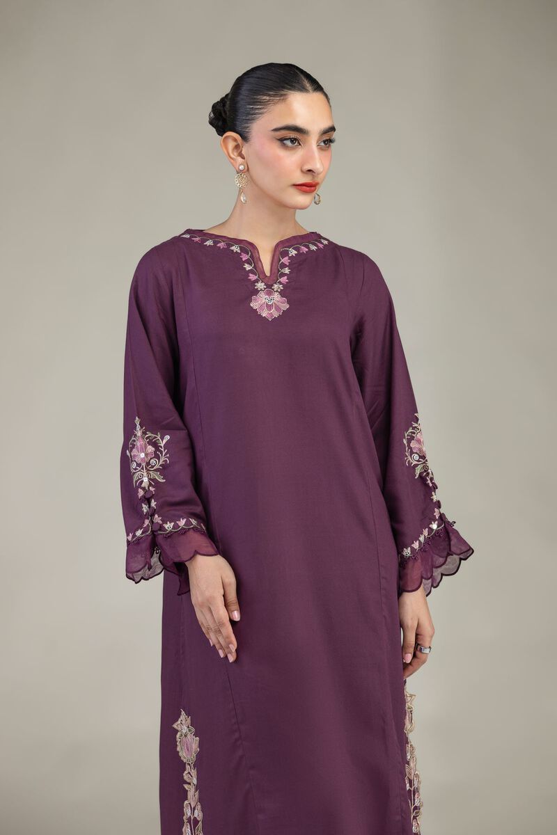 Embroidered | Raw Silk | Floral Threadwork Kurta | USD 55.00