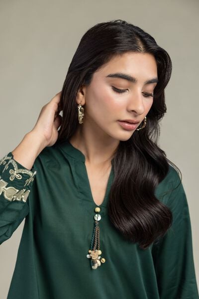 Cambric | Floral Green Kurta | USD 45.00