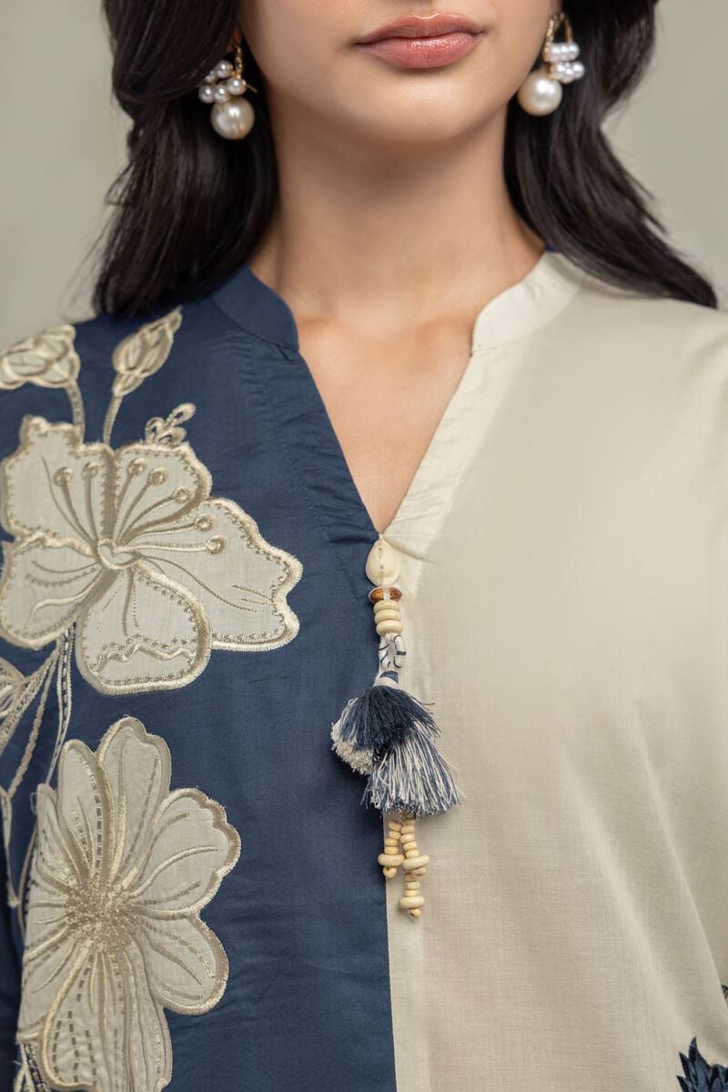 Cambric | Floral Band-Collar Kurta | USD 40.00