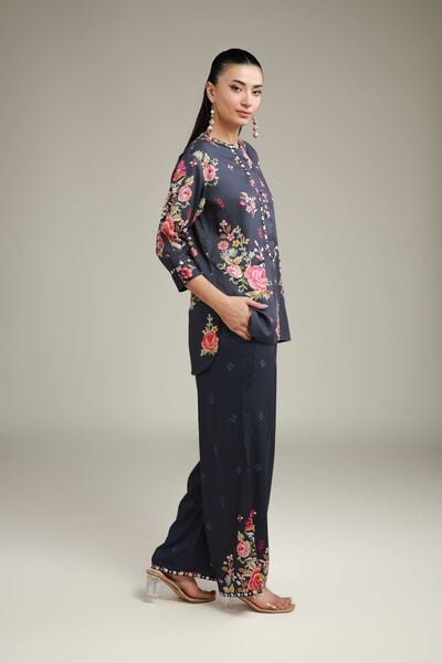 Embroidered | Viscose Crepe | Trousers | USD 30.00