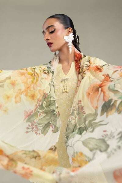 Embroidered | Chiffon | Yellow Chiffon Dupatta | USD 30.00