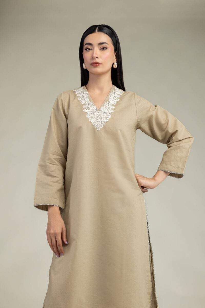 Embroidered | Mesuri | V-Neck Longline Kurta | USD 35.00