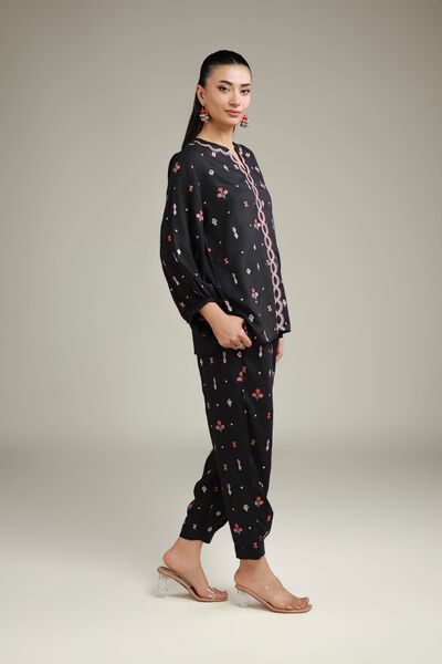 Embroidered | Viscose Crepe | Trousers | USD 35.00