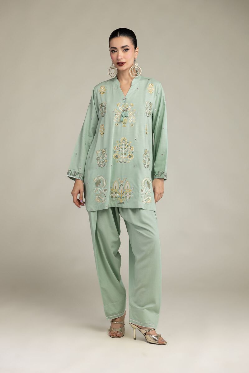 Embroidered | Raw Silk | Floral Embroidered Kurta | USD 45.00