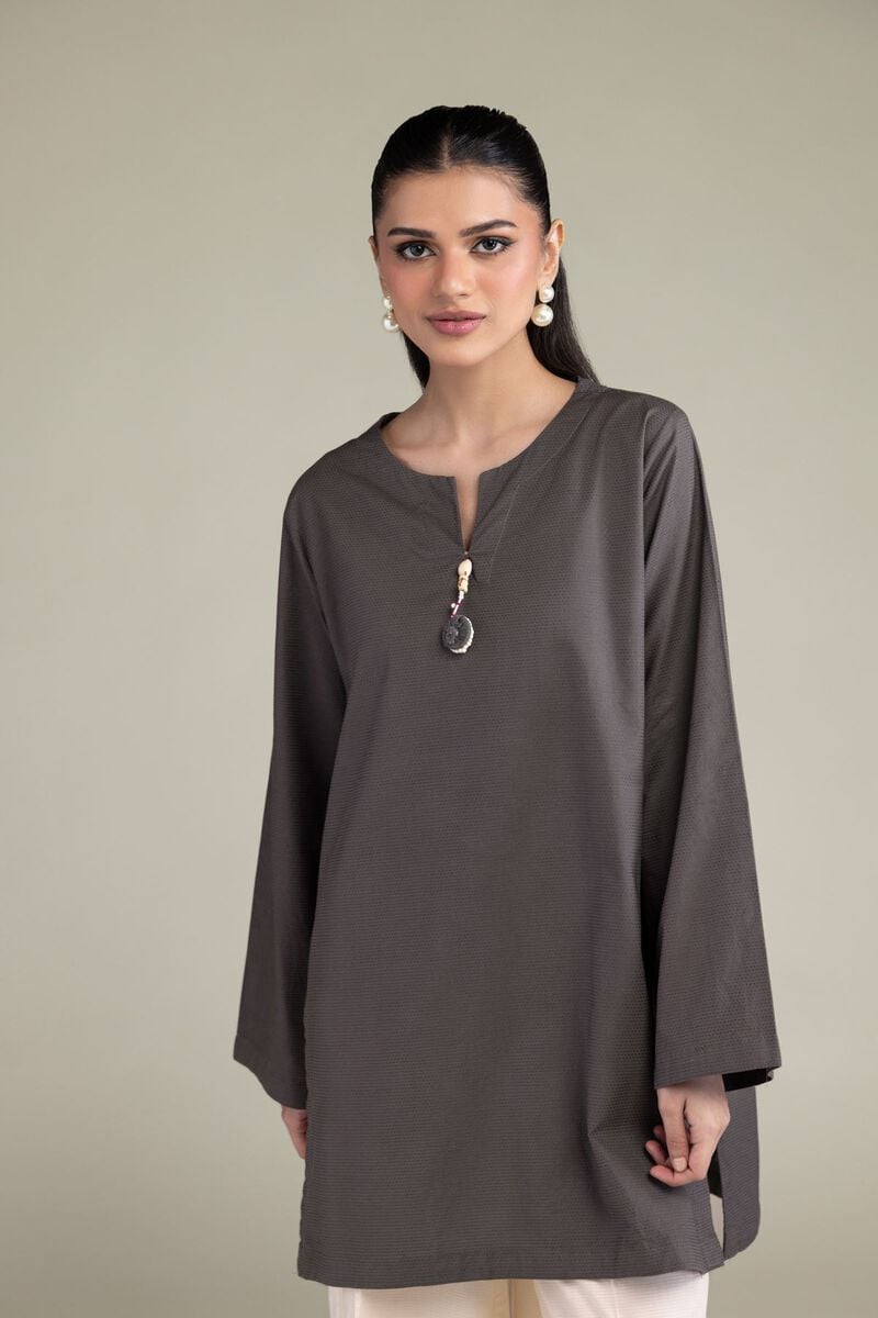 Dyed | Textured Cotton Viscose | Short Solid Kurta | USD 35.00