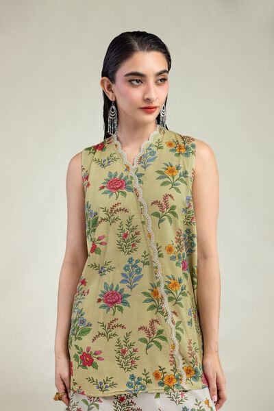Embroidered | Raw Silk | Silk Sleeveless Kurta | USD 40.00