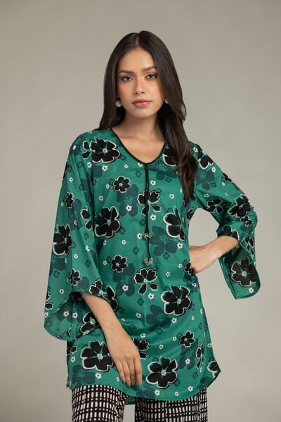Printed | Cambric | Floral Green Kurta | USD 35.00