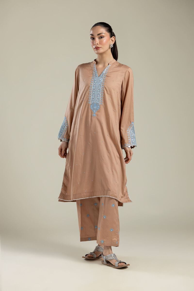 Embroidered | Textured Weave | Floral Brown Pants | USD 30.00