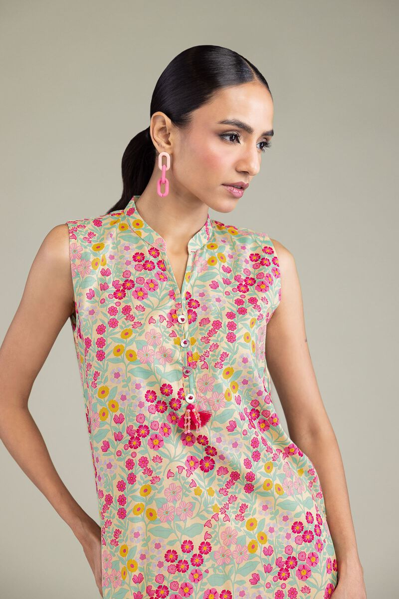 Printed | Cambric | Long Sleeveless Kurta | USD 35.00
