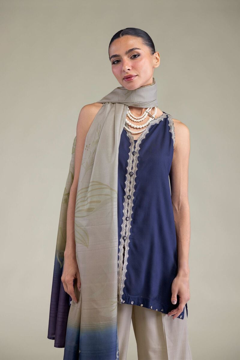 Embroidered | Raw Silk | Sleeveless V-Neck Kurta | USD 40.00