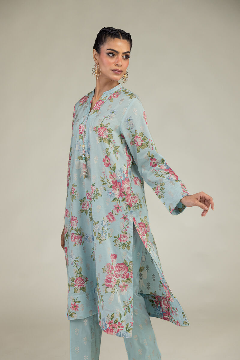 Printed | Cambric | Blue Floral Kurta | USD 35.00