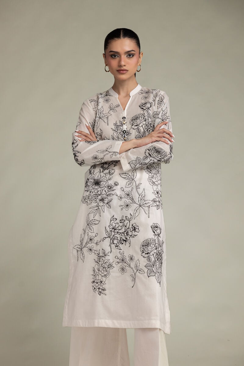 Embroidered | Cambric | Cambric Longline Kurta | USD 45.00
