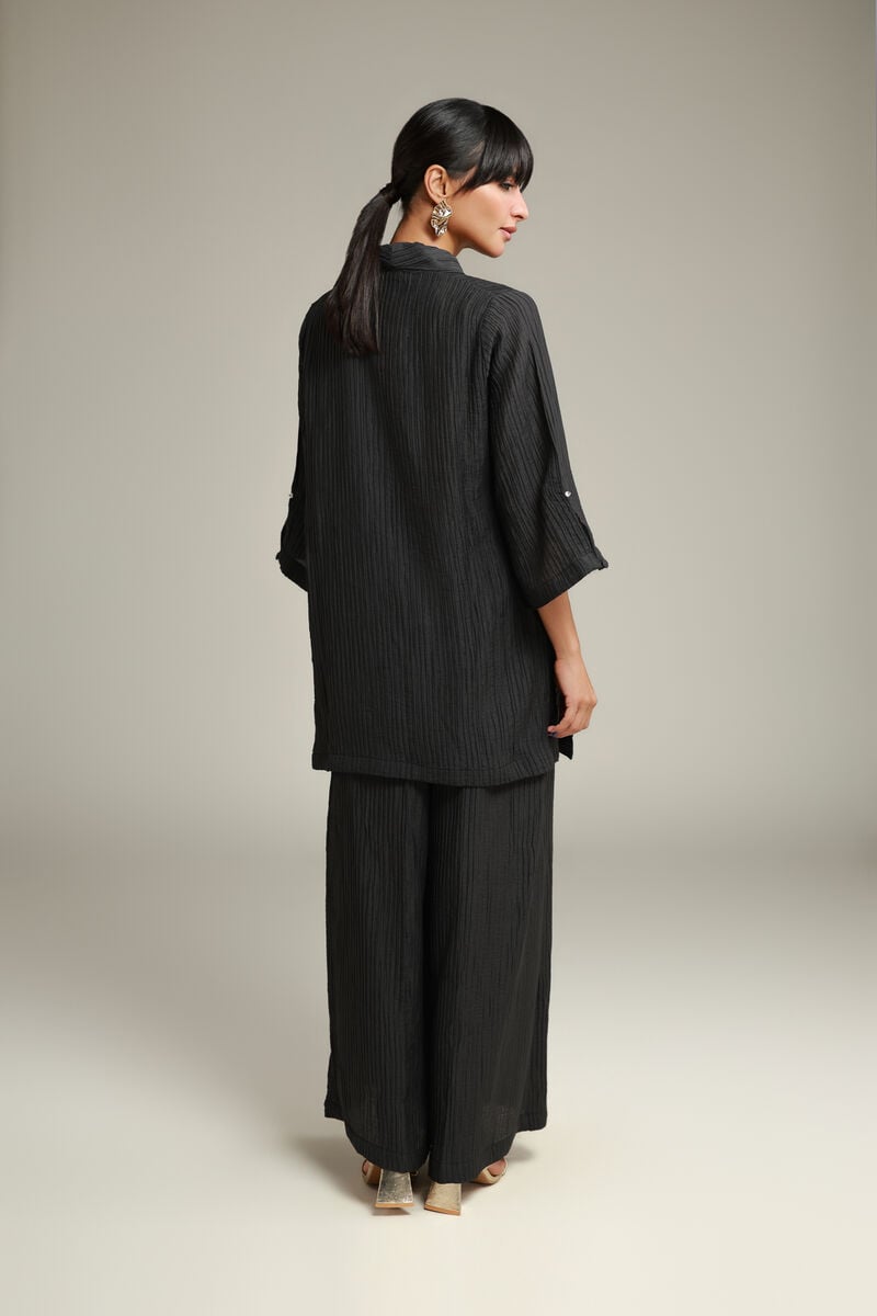 Dyed | Blended Crinkle | Black Crinkle Kurta | USD 35.00