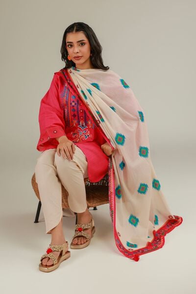 Embroidered | Cotton Dobby | Cotton V-Neck Kurta | USD 35.00