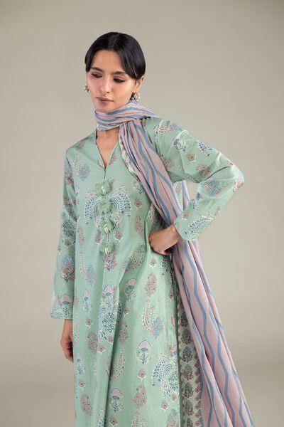 Cambric | Mint V-Neck Kurta | USD 35.00