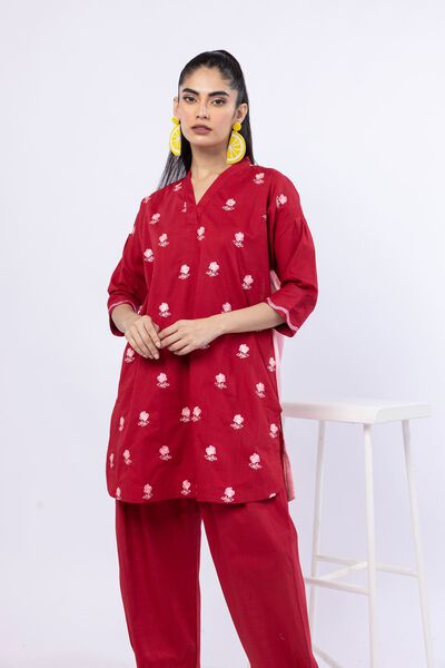 Embroidered | Crosshatch Poplin | Kurta | USD 30.00