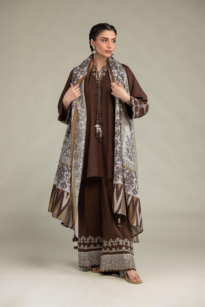 Embroidered | Raw Silk | Brown Silk Pants | USD 40.00