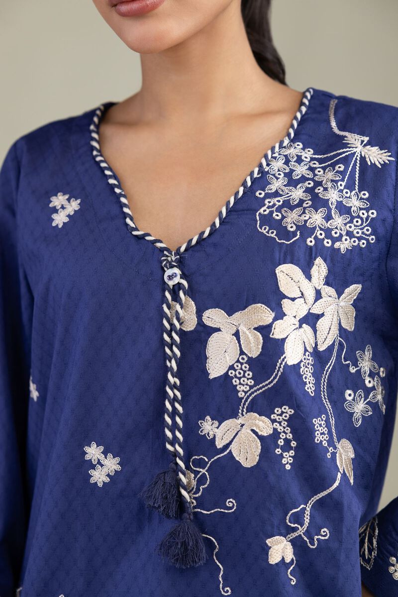 Embroidered | Cotton Dobby | Cotton Navy Kurta | USD 45.00
