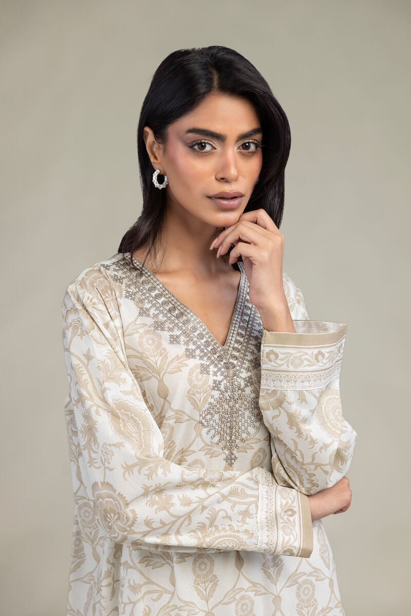 Embroidered | Cambric | Floral Longline Kurta | USD 35.00