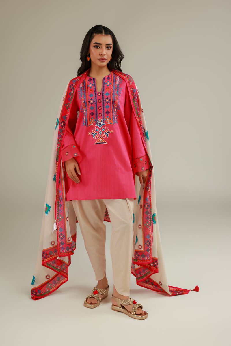 Embroidered | Cotton Net | Cotton Pom-Pom Dupatta | USD 25.00