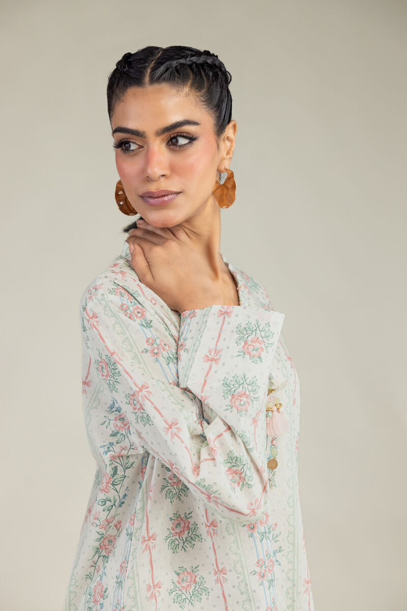 Printed | Cambric | Floral V-Neck Kurta | USD 35.00