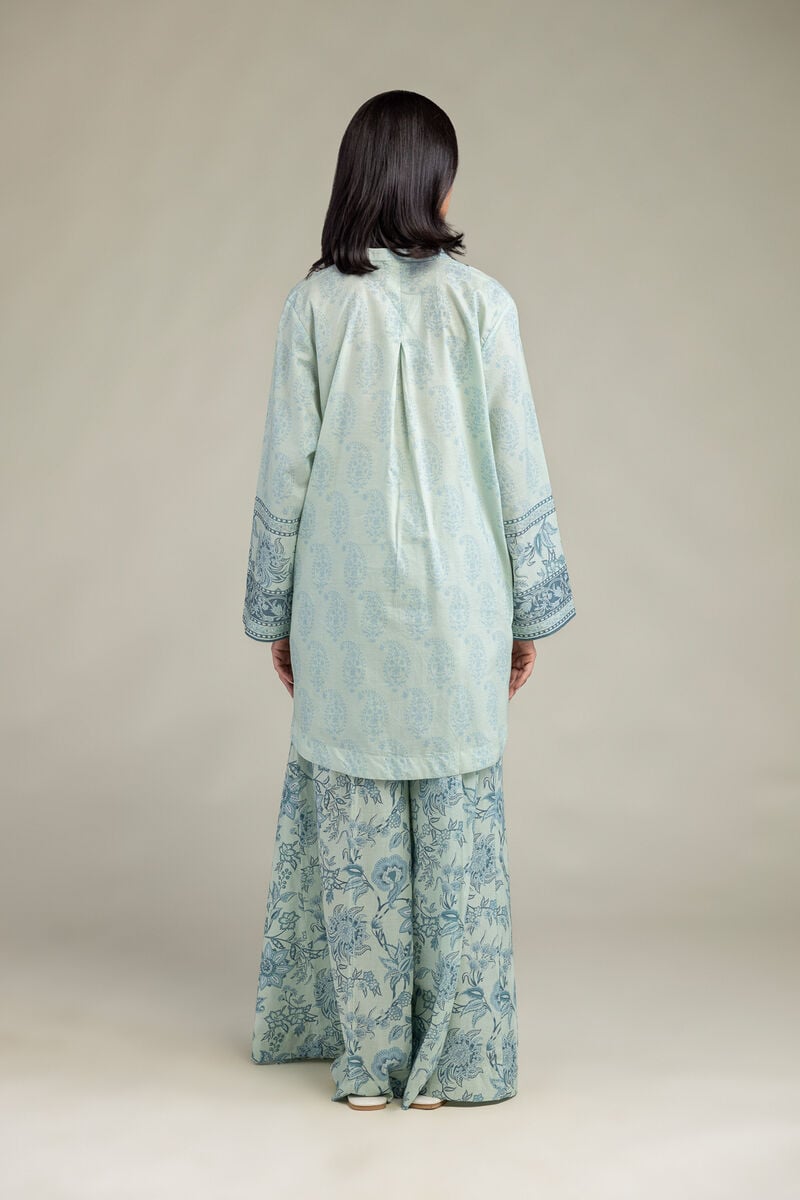 Embroidered | Cambric | Blue V-Neck Kurta | USD 35.00