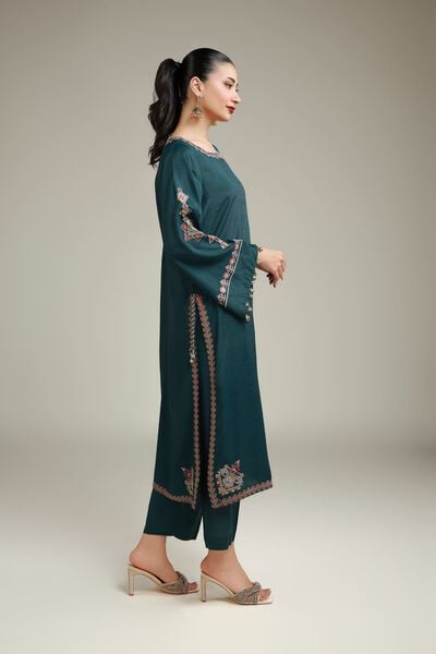 Embroidered | Raw Silk | Silk Straight Pants | USD 35.00