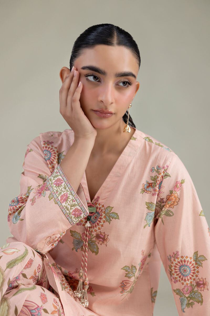 Printed | Cambric | Pink Cambric Kurta | USD 35.00