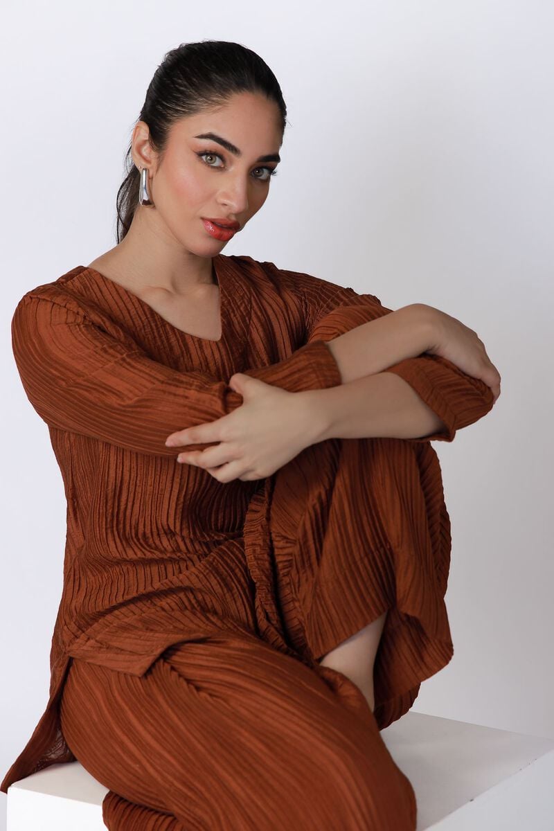 Dyed | Ripple Crinkle | Kurta | USD 25.00