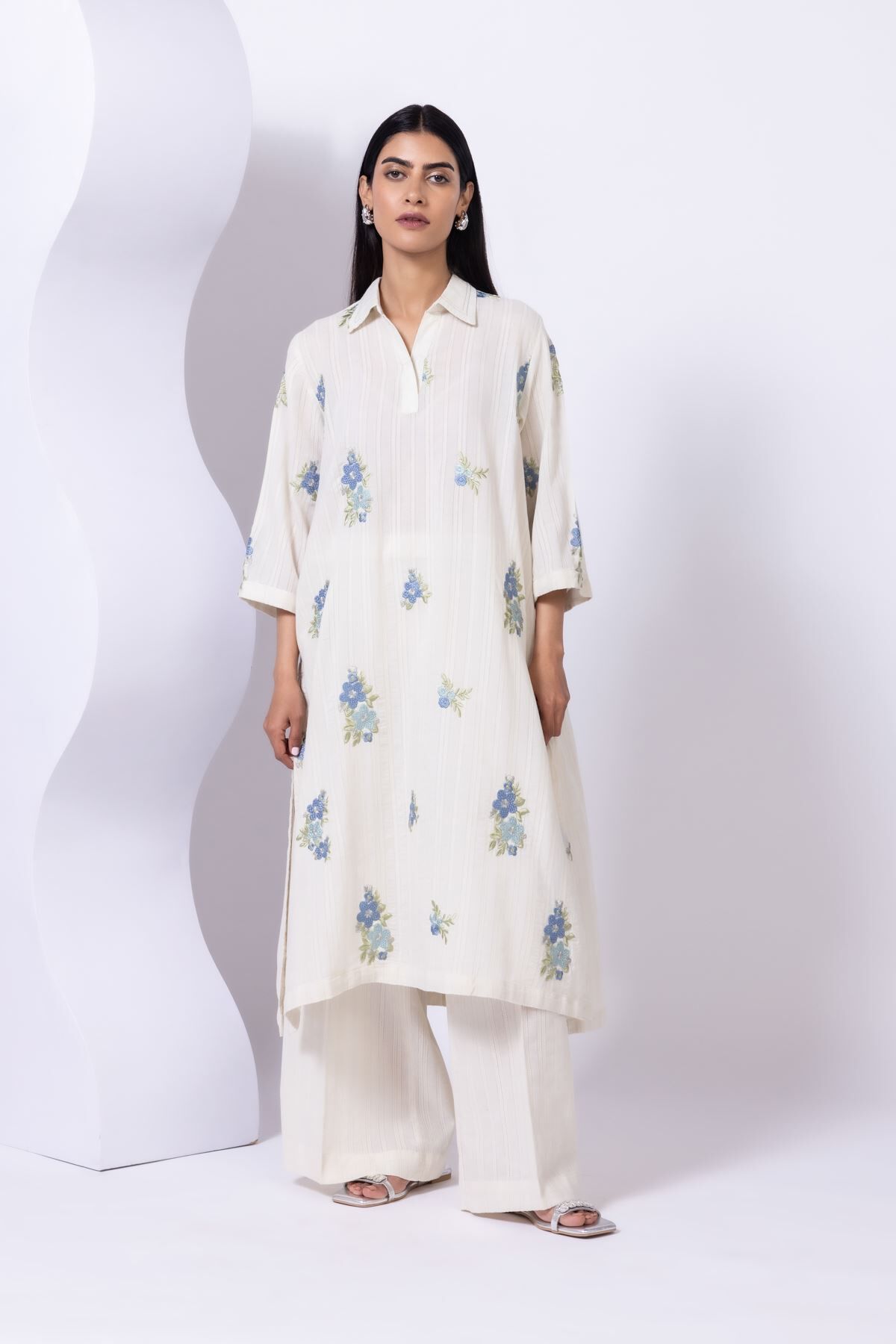 Pink Blue Khadi Silk Printed Dupatta With Tassels | ESTSUD
