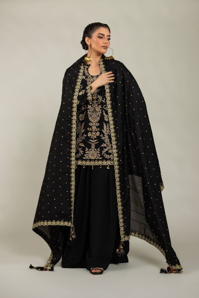 Embroidered | Raw Silk | 3-Piece Co-ord Set | USD 180.00
