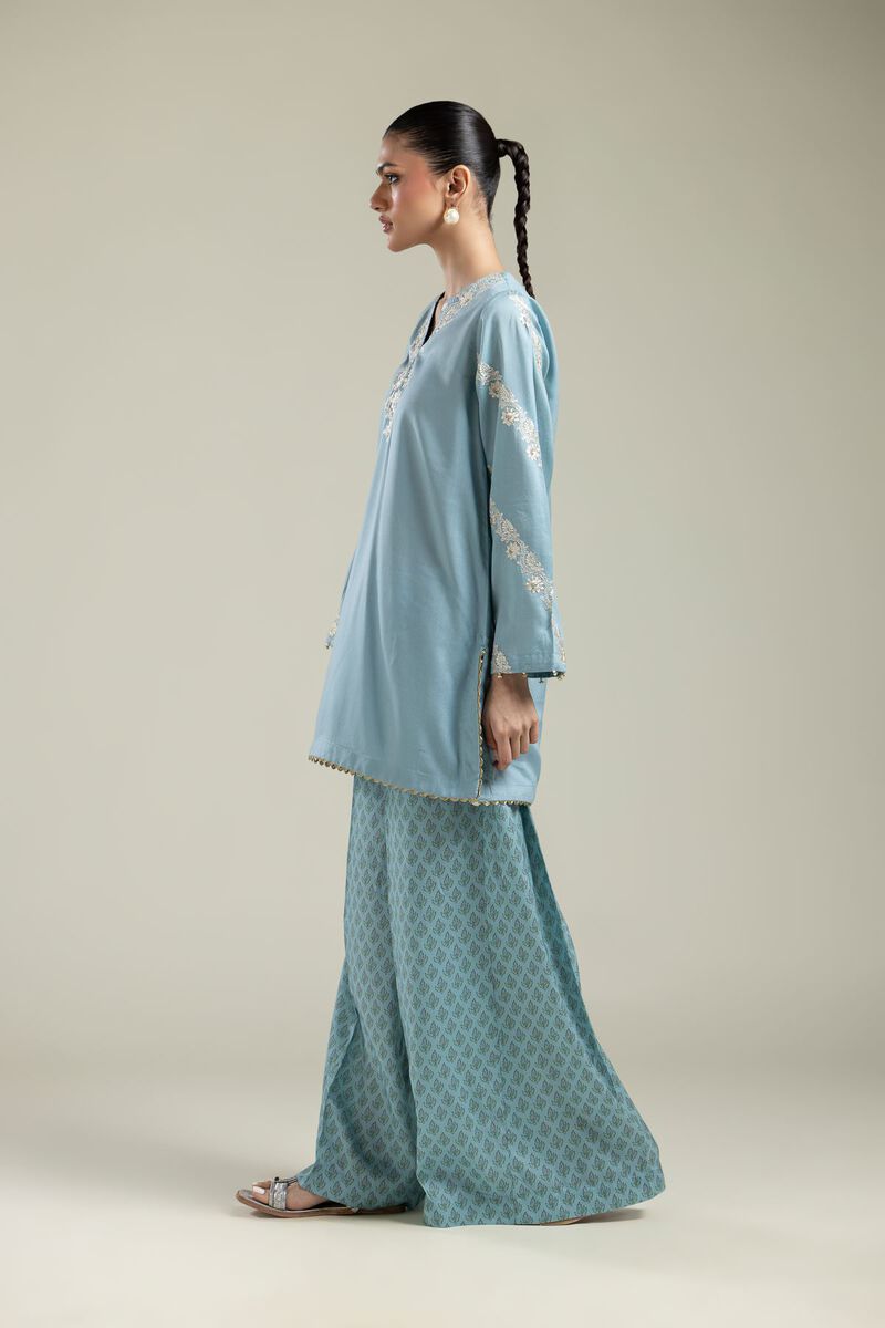 Embroidered | Textured Weave | Geometric Wide Pants | USD 30.00