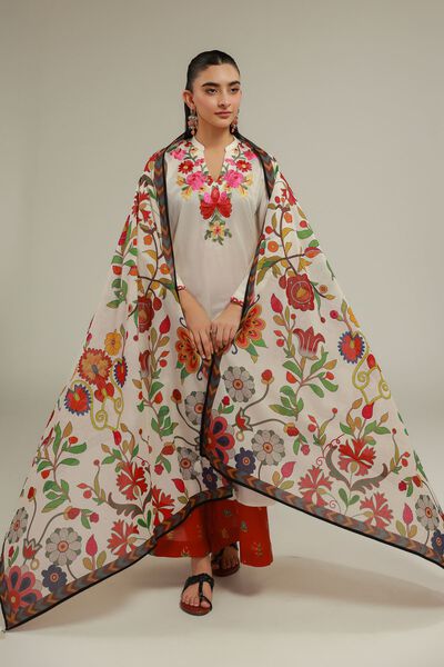 Embroidered | Cotton Net | Dupatta | USD 25.00