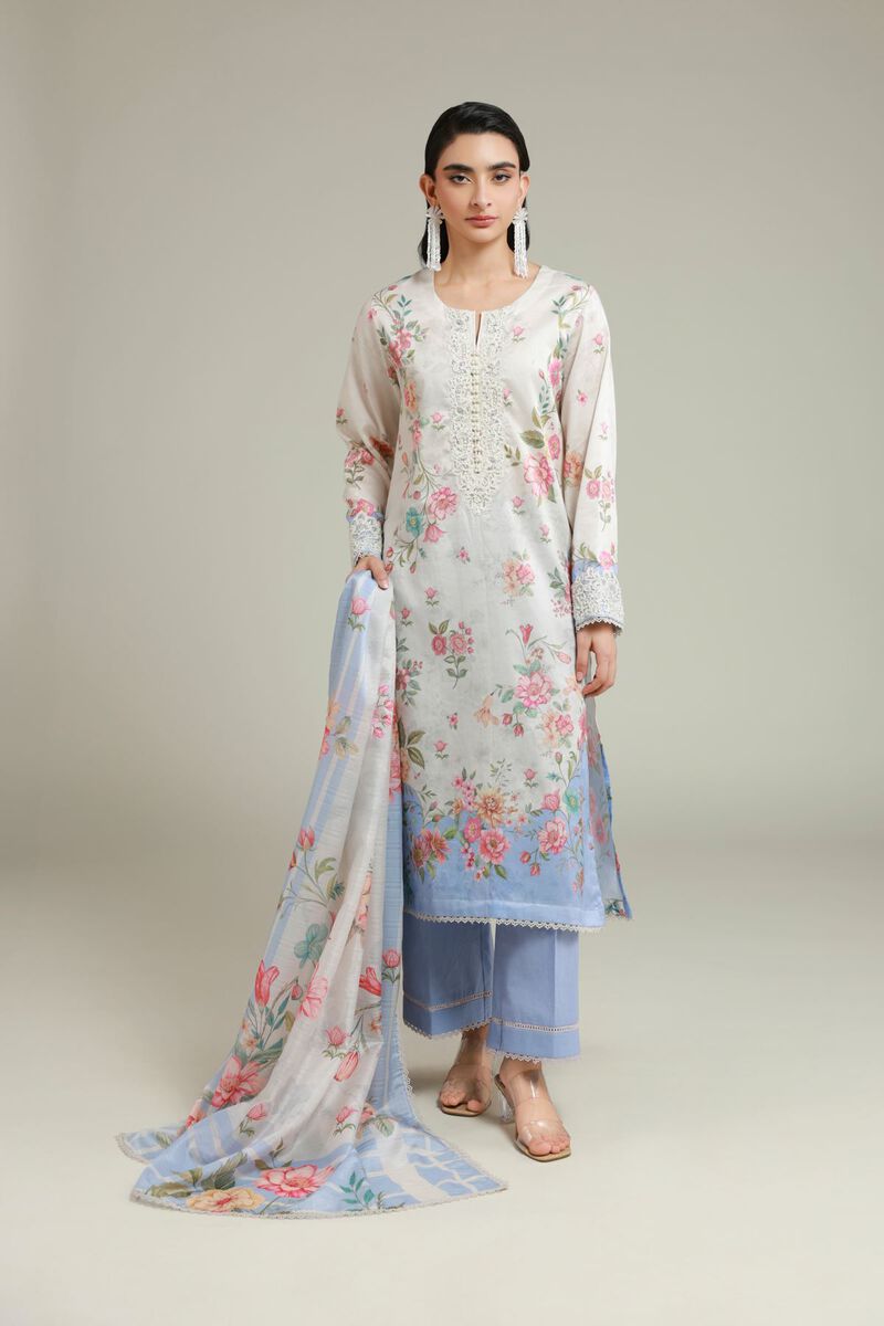 Printed | Satin | Tailored 3 Piece | USD 75.00