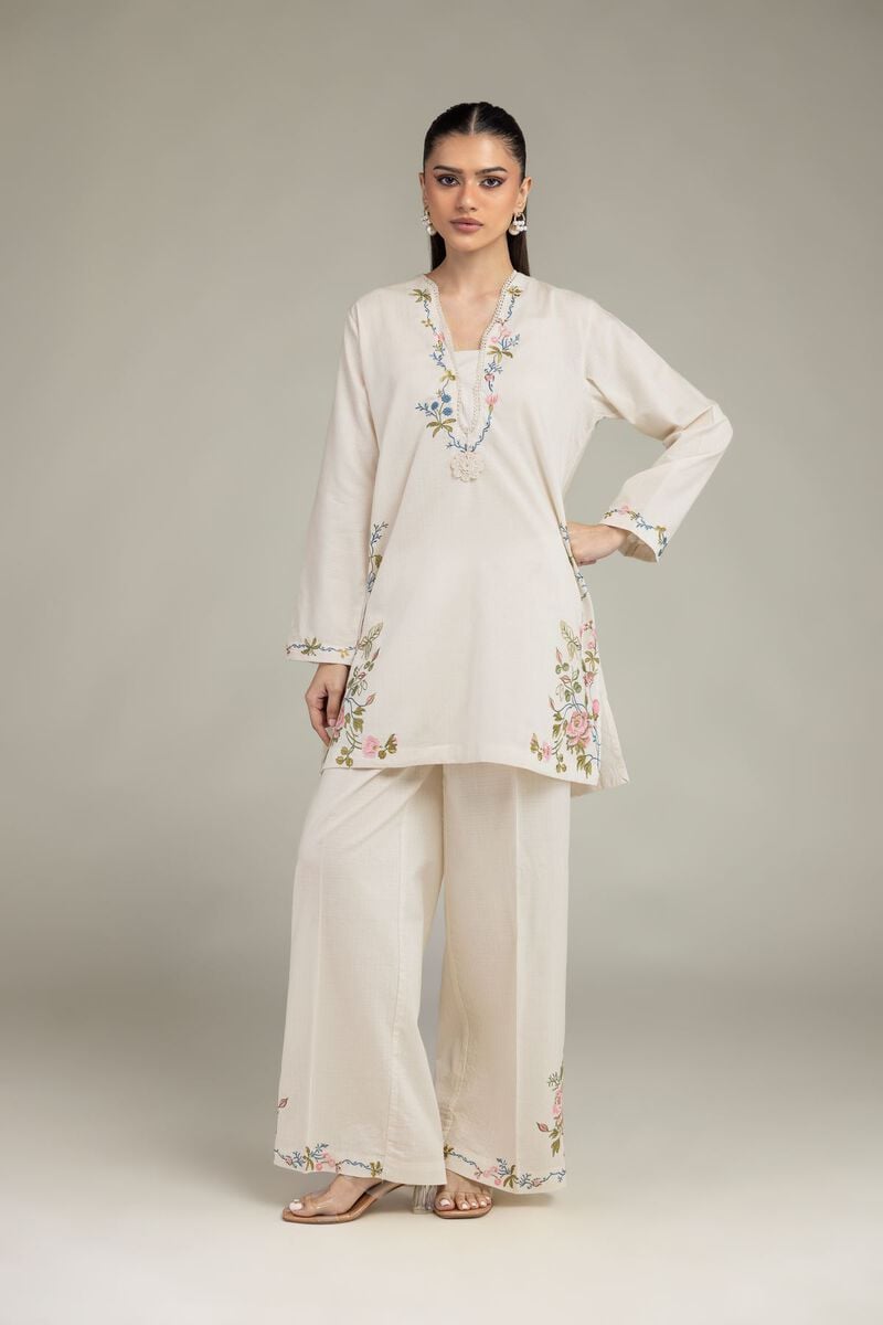 Embroidered | Cotton Dobby | Cotton V-Neck Kurta | USD 40.00