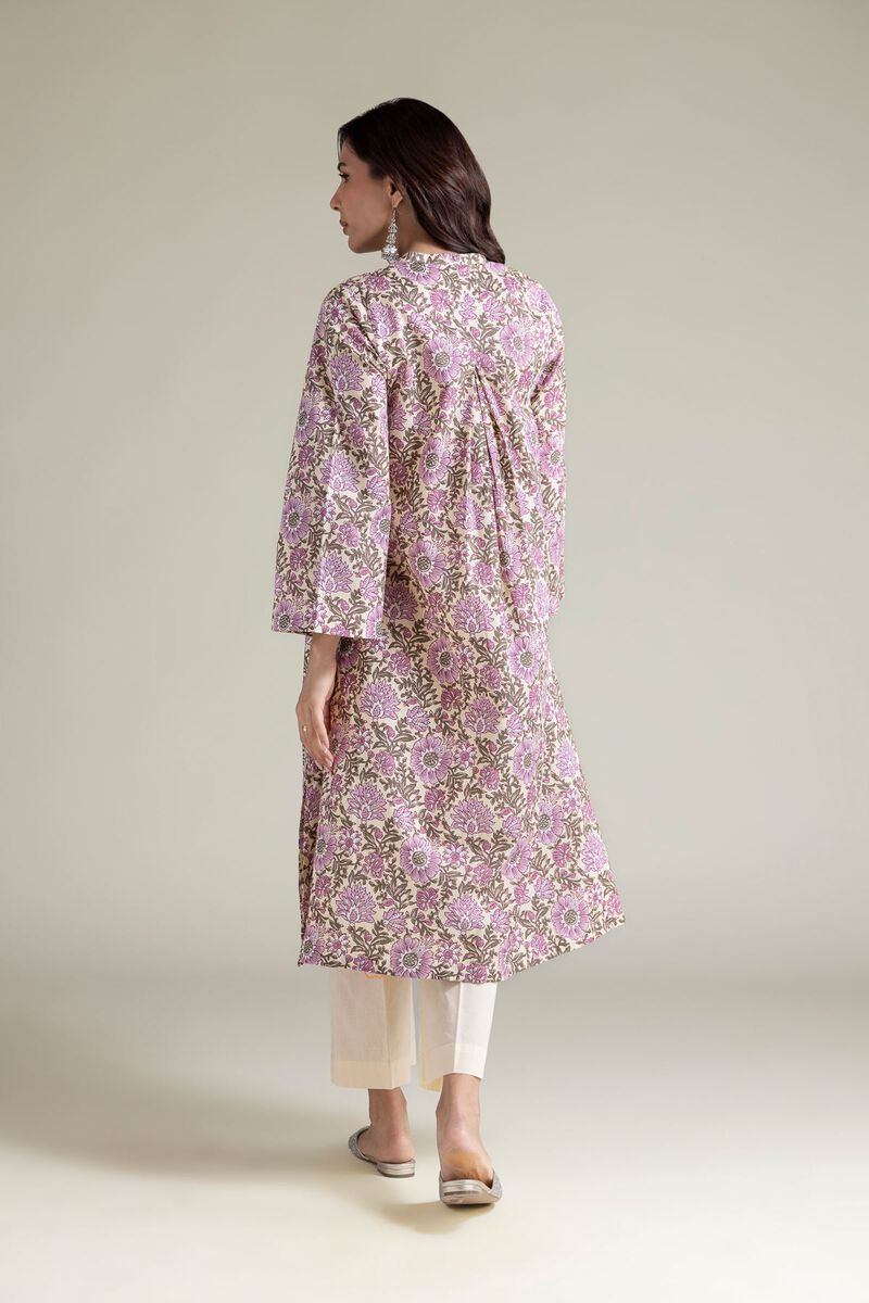 Embroidered | Cambric | Beige V-Neck Kurta | USD 30.00