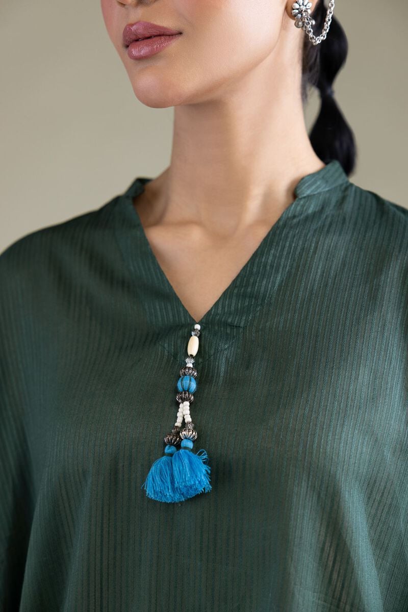 Dyed | Cotton Dobby | Solid V-Neck Kurta | USD 35.00
