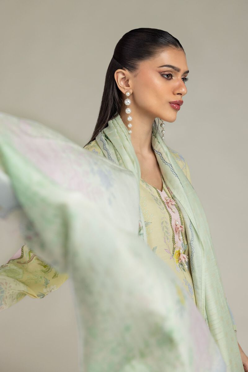 Embroidered | Polyester Silk | Floral Mint Dupatta | null
