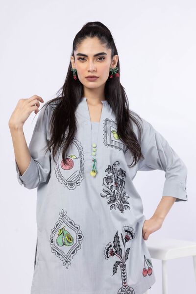 Embroidered | Crosshatch Poplin | Kurta | USD 30.00