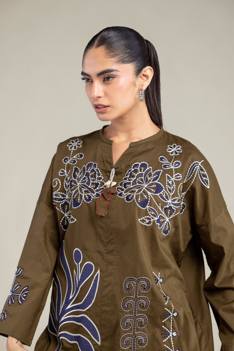 Embroidered | Cambric | Floral V-Neck Blouse | USD 45.00