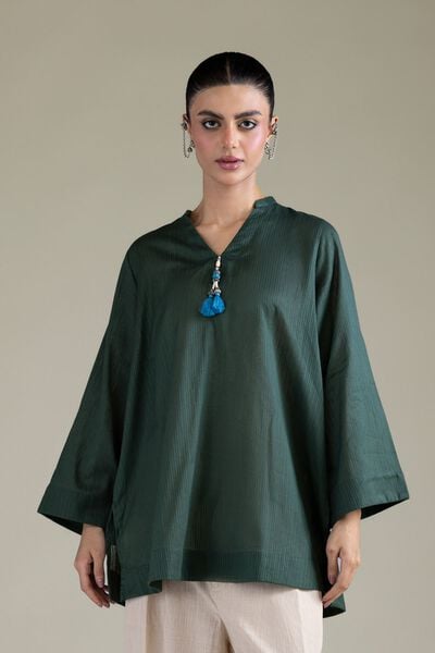 Dyed | Cotton Dobby | Solid V-Neck Kurta | USD 35.00