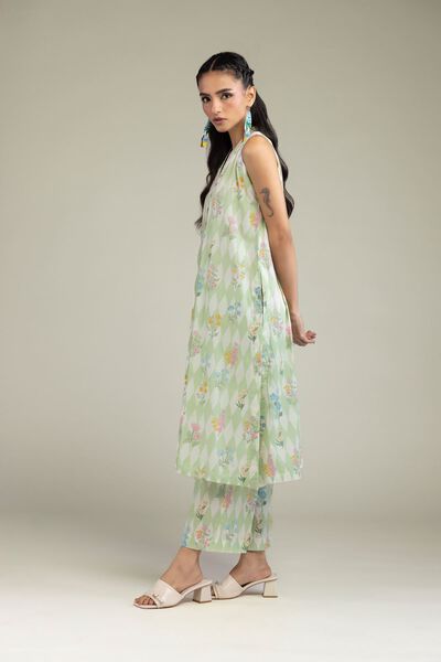 Printed | Cambric | Floral Mint Pants | USD 30.00