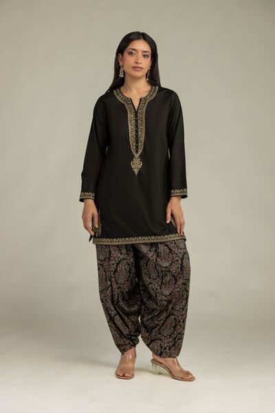 Embroidered | Cambric | Black Paisley Shalwar | USD 30.00