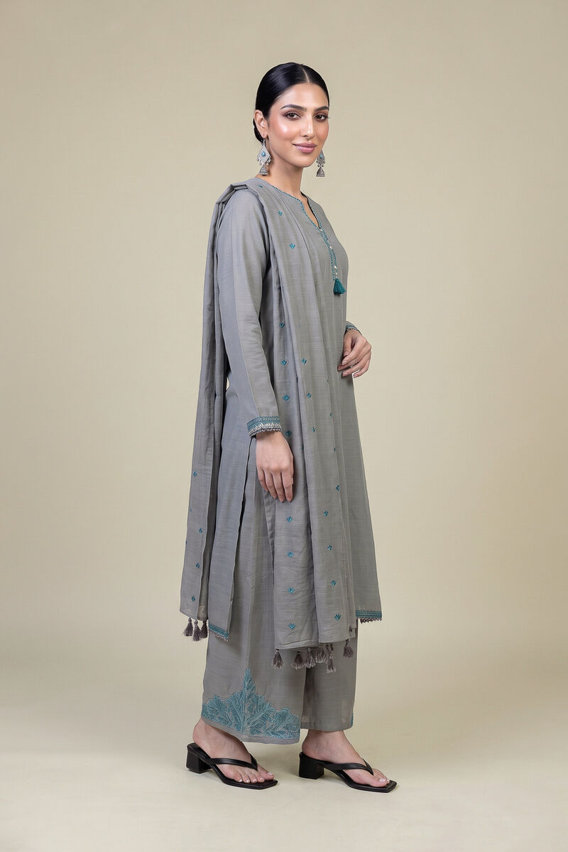 Embroidered | Light Khaddar | Gray Khaddar Dupatta | USD 35.00