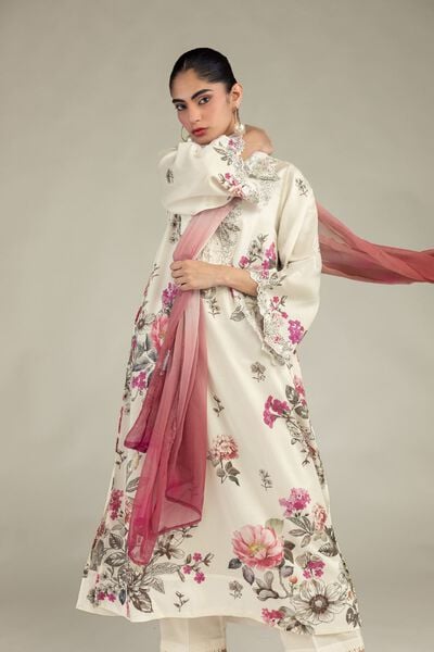 Embroidered | Chiffon | Pink Chiffon Dupatta | USD 30.00