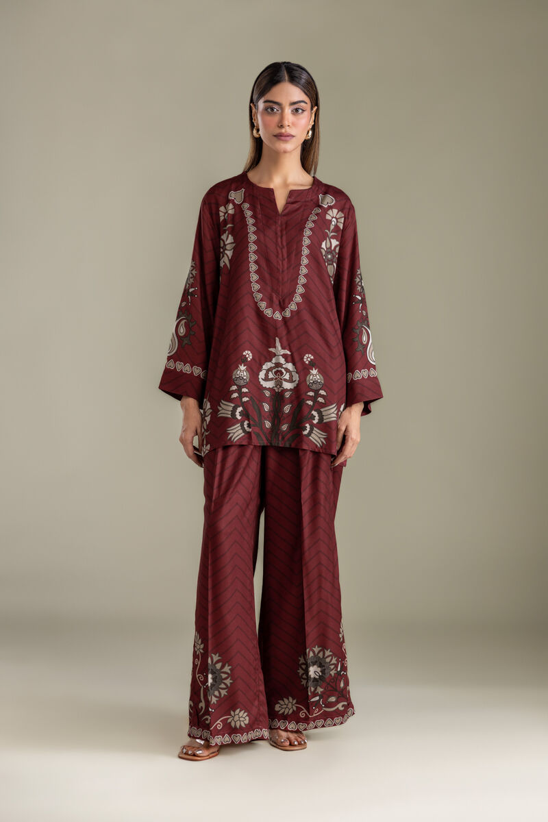 Printed | Viscose Crepe | Short Maroon Tunic | USD 40.00